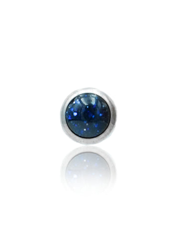 Kolczyk do ucha "1 stone galaxy" – tytanowy labret z blue goldstone