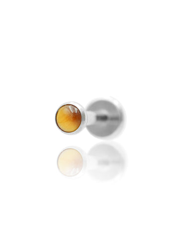 Kolczyk do ucha "1 stone tiger eye" – tytanowy labret z tygrysim okiem