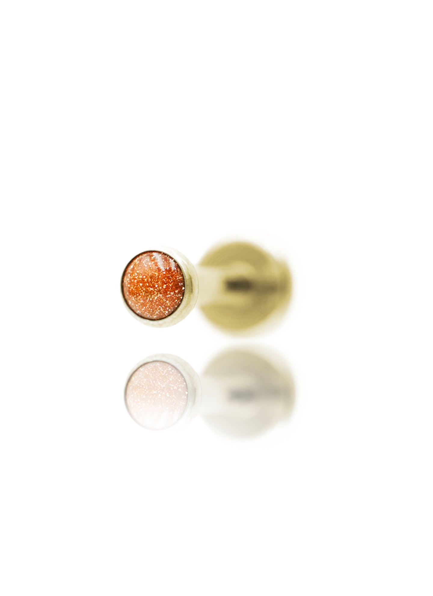 Kolczyk do ucha "1 stone sandstone" – złoty tytanowy labret z goldstone
