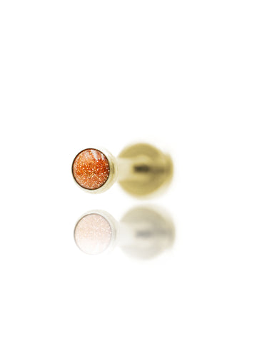 Kolczyk do ucha "1 stone sandstone" – złoty tytanowy labret z goldstone