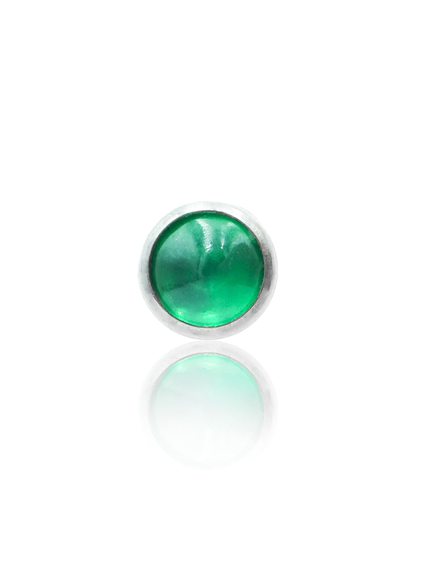 Kolczyk do ucha "1 stone green" - tytanowy labret w kształcie koła z zielonym onyksem