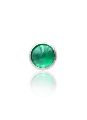 Kolczyk do ucha "1 stone green" - tytanowy labret w kształcie koła z zielonym onyksem