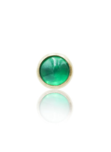 Kolczyk do ucha "1 stone green" - złoty tytanowy labret w kształcie koła z zielonym onyksem