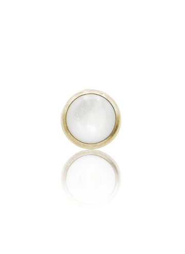 Earring "1 stone pearl white" - anodized titanium labret with stones