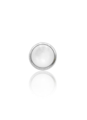 Earring "1 stone pearl white" - titanium labret with stones