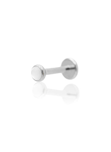 Earring "1 stone pearl white" - titanium labret with stones