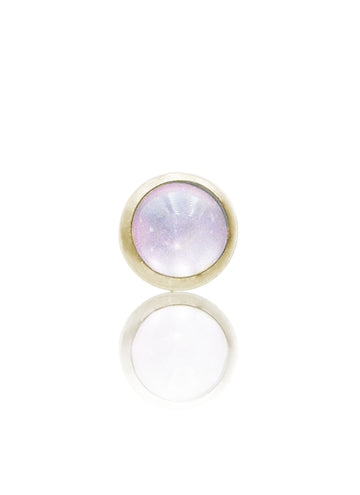 Ear stud "1 stone pink" - anodized titanium labret with stones