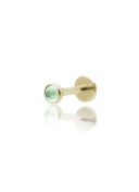 Kolczyk do ucha "1 stone light green" - złoty tytanowy labret w kształcie koła z awenturynem