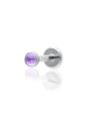 "1 stone purple" ear stud - titanium labret with stones