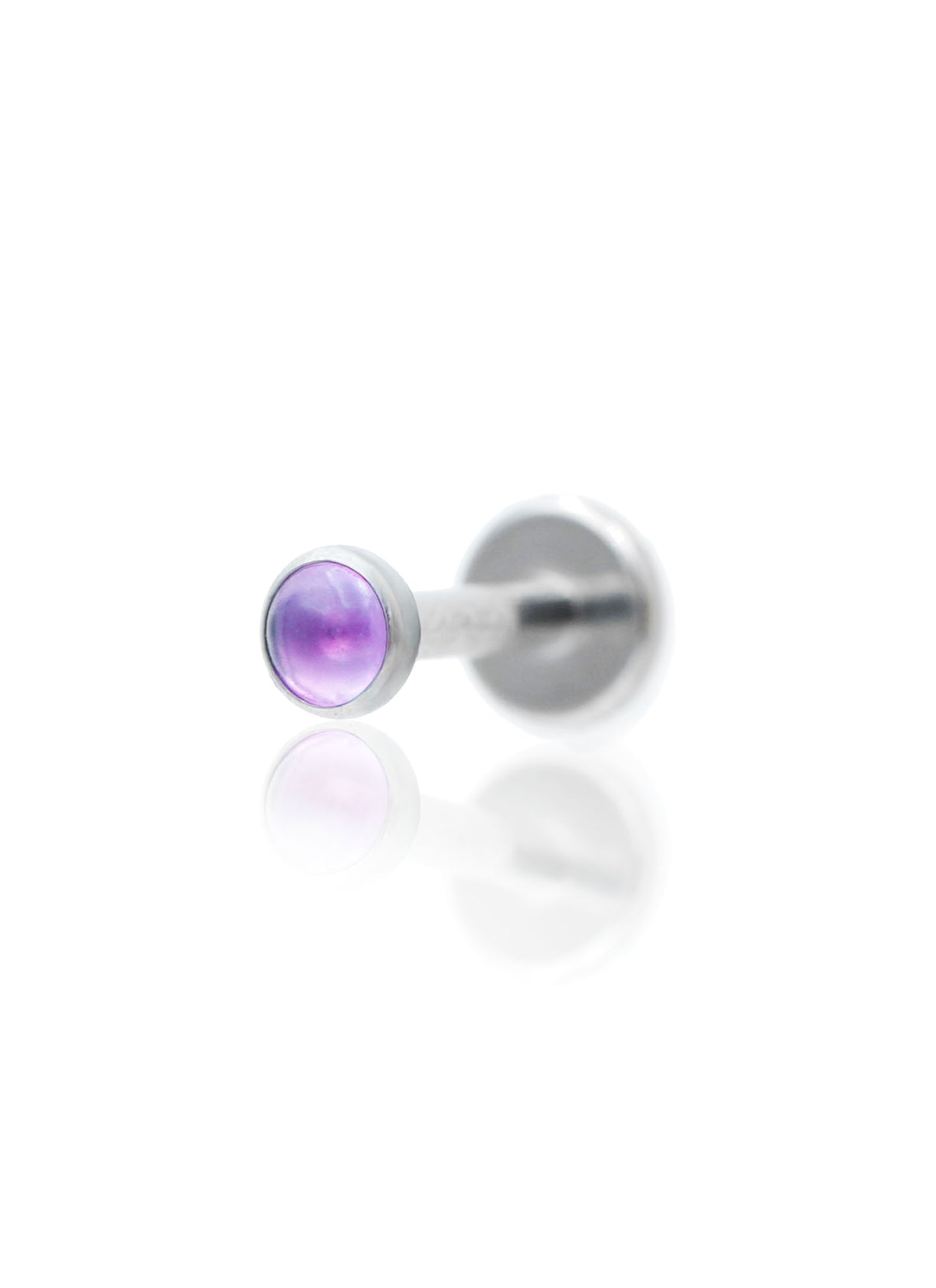 "1 stone purple" ear stud - titanium labret with stones