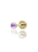 "1 stone purple" ear stud - anodized titanium labret with stones