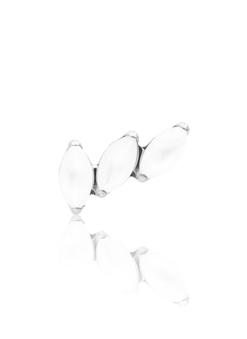 Kolczyk do ucha "3 stone pearl white" – tytanowy labret z masą perłową