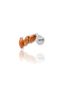 Kolczyk do ucha "3 stone sandstone" – tytanowy labret z goldstone