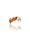 Kolczyk do ucha "3 stone sandstone" – złoty tytanowy labret z goldstone