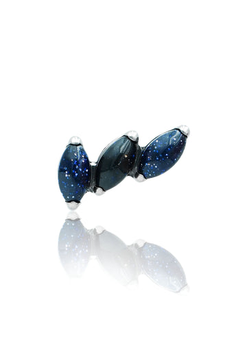 Kolczyk do ucha "3 stone galaxy" – tytanowy labret z blue goldstone