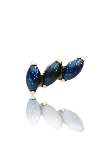 Kolczyk do ucha "3 stone galaxy" – złoty tytanowy labret z blue goldstone