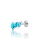 Kolczyk do ucha "3 stone blue" – tytanowy labret z turkusem