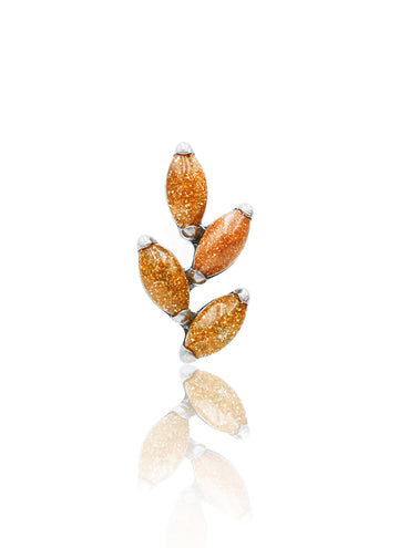 Kolczyk do ucha "4 leaf sandstone" – złoty tytanowy labret z goldstone