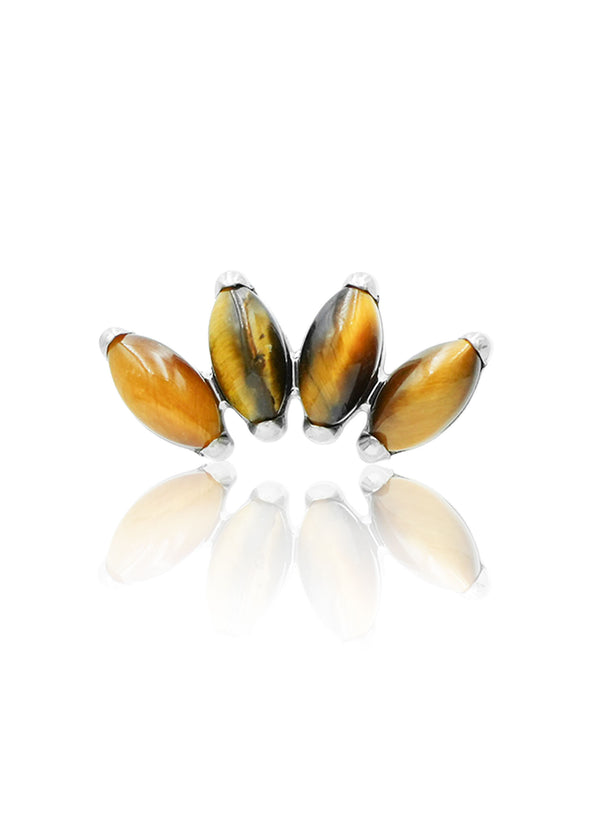 Kolczyk do ucha "4 stone tiger eye" – tytanowy labret z tygrysim okiem