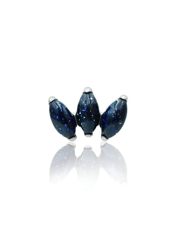 Kolczyk do ucha "straight 3 stone galaxy" – tytanowy labret z blue goldstone