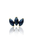 Kolczyk do ucha "straight 3 stone galaxy" – złoty tytanowy labret z blue goldstone