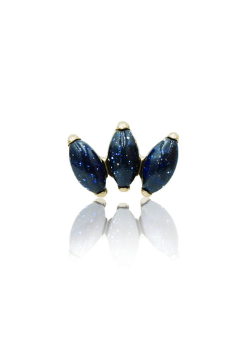 Kolczyk do ucha "straight 3 stone galaxy" – złoty tytanowy labret z blue goldstone (Kopia)