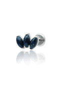 Kolczyk do ucha "straight 3 stone galaxy" – tytanowy labret z blue goldstone
