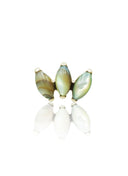Kolczyk do ucha "straight 3 stone peacock" – złoty tytanowy labret z muszlą abalone