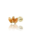 Kolczyk do ucha "straight 3 stone sandstone" – złoty tytanowy labret z goldstone