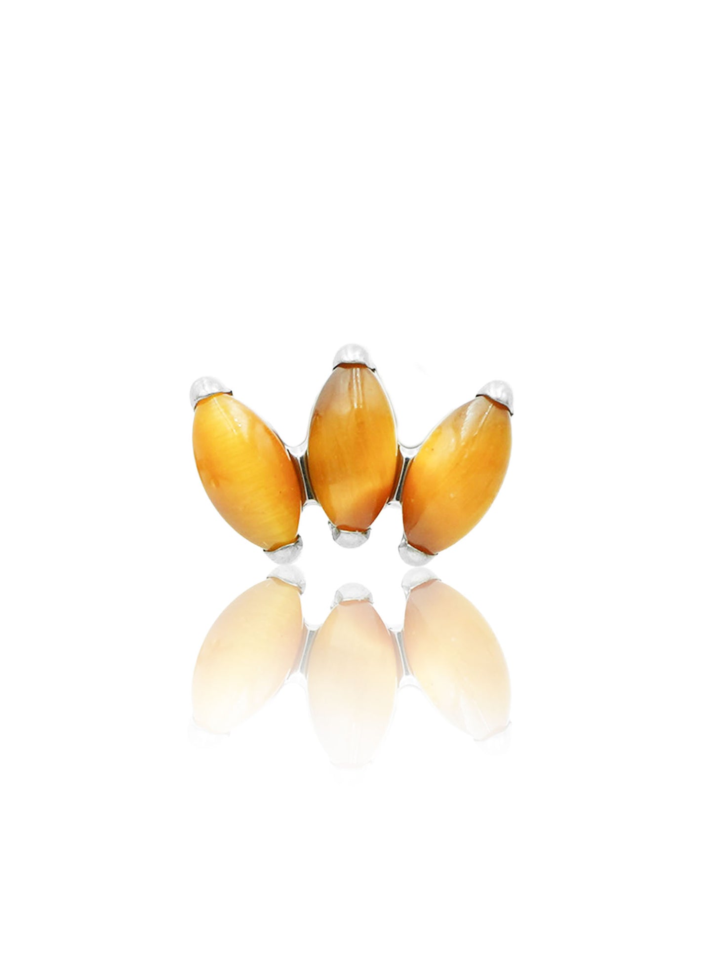 Kolczyk do ucha "straight 3 stone tiger eye" – tytanowy labret z tygrysim okiem