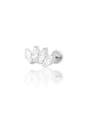 Kolczyk do ucha "4 marquise clear" – tytanowy labret z cyrkoniami