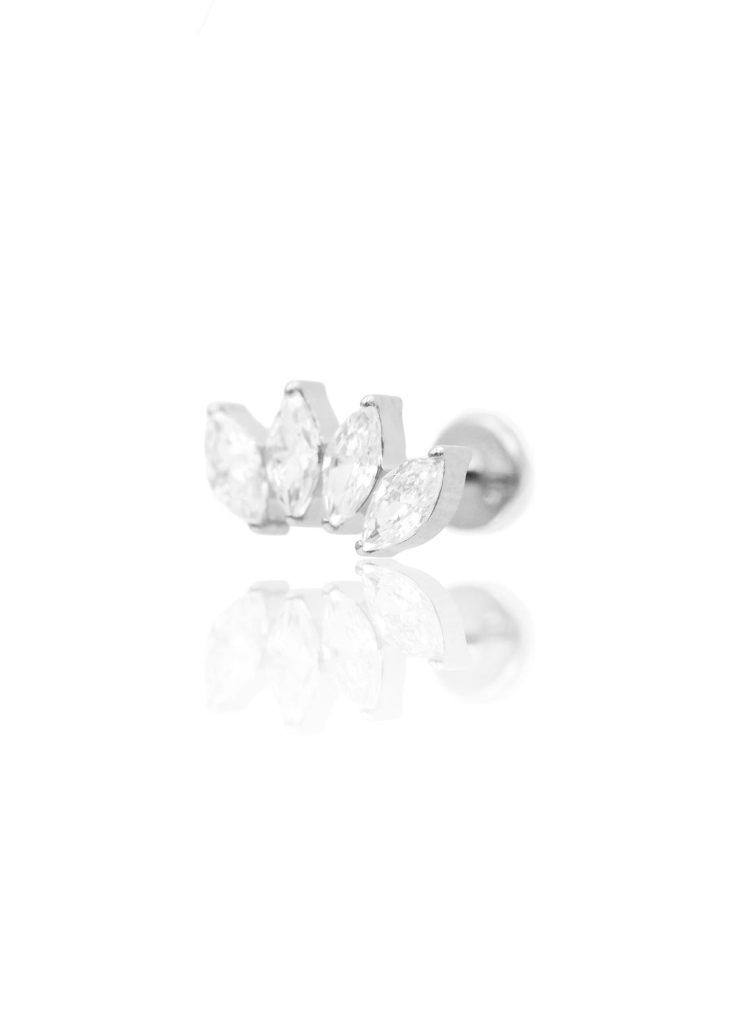 Kolczyk do ucha "4 marquise clear" – tytanowy labret z cyrkoniami