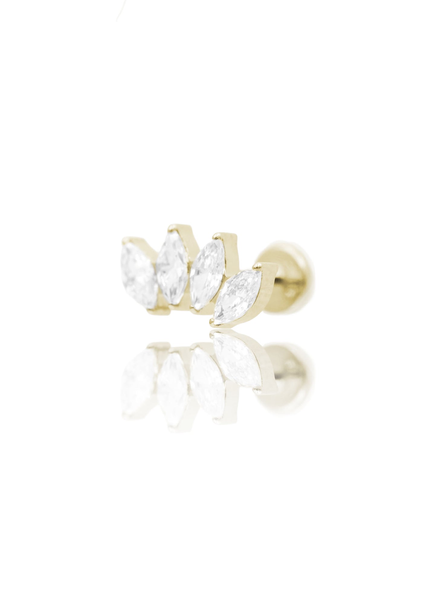 Kolczyk do ucha "4 marquise clear" – anodyzowany tytanowy labret z cyrkoniami
