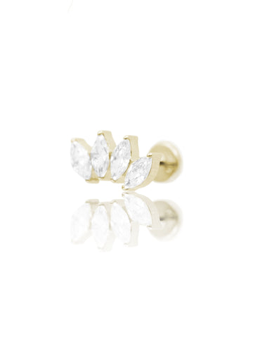 Kolczyk do ucha "4 marquise clear" – anodyzowany tytanowy labret z cyrkoniami