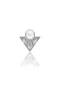 Kolczyk do ucha "Pearl prism" – tytanowy labret z masą perłową i cyrkoniami