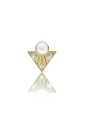 Kolczyk do ucha "Pearl prism" – złoty tytanowy labret z masą perłową i cyrkoniami