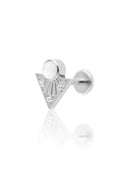 Kolczyk do ucha "Pearl prism" – tytanowy labret z masą perłową i cyrkoniami