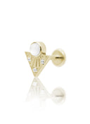 Kolczyk do ucha "Pearl prism" – złoty tytanowy labret z masą perłową i cyrkoniami