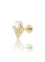 Kolczyk do ucha "Pearl prism" – złoty tytanowy labret z masą perłową i cyrkoniami