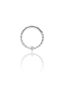 Kolczyk do ucha "Twisted zirconia" - tytanowy clicker z cyrkonią