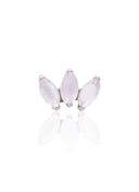 Kolczyk do ucha "straight 3 stone pink" - tytanowy labret w kształcie potrójnej łezki z różowym jadeitem