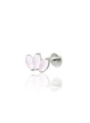 Kolczyk do ucha "straight 3 stone pink" - tytanowy labret w kształcie potrójnej łezki z różowym jadeitem