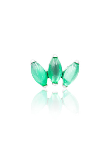 Kolczyk do ucha "straight 3 stone green" - tytanowy labret w kształcie potrójnej łezki z zielonym onyksem