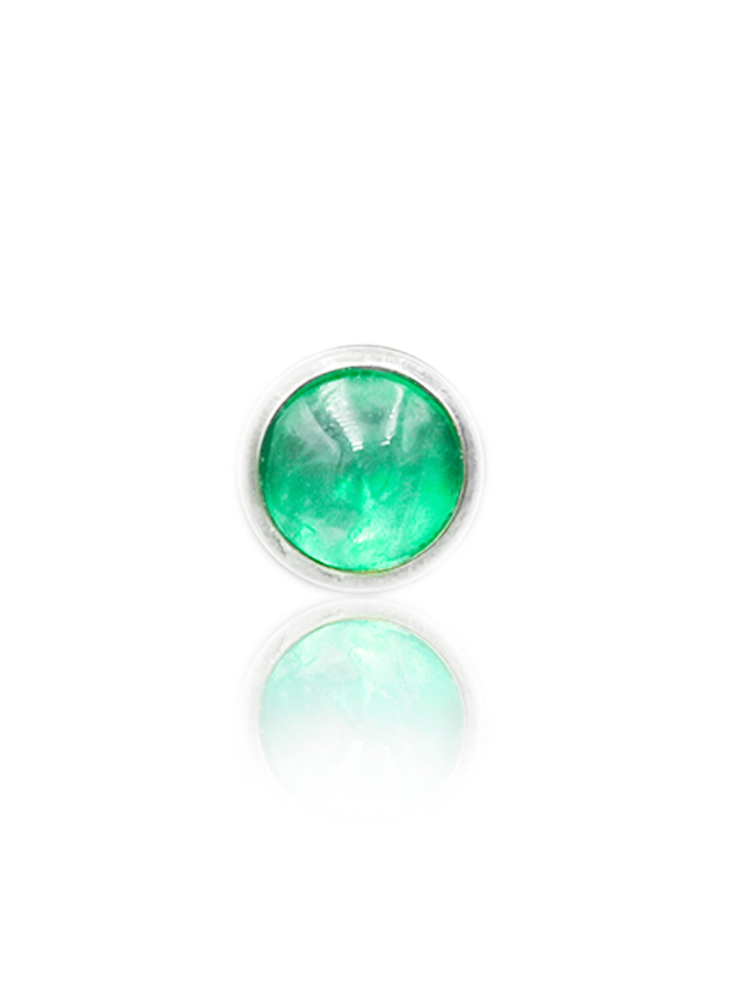 Kolczyk do ucha "1 stone green" - tytanowy labret w kształcie koła z zielonym onyksem