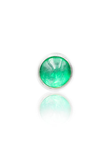 Kolczyk do ucha "1 stone green" - tytanowy labret w kształcie koła z zielonym onyksem