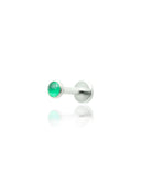 Kolczyk do ucha "1 stone green" - tytanowy labret w kształcie koła z zielonym onyksem