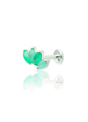 Kolczyk do ucha "4 stone green" - tytanowy labret w kształcie poczwórnej łezki z zielonym onyksem