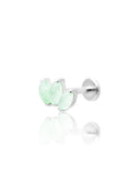 Kolczyk do ucha "straight 3 stone light green" - tytanowy labret w kształcie potrójnej łezki z awenturynem