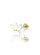 Ear stud "4 stone white" - anodized titanium labret with stones