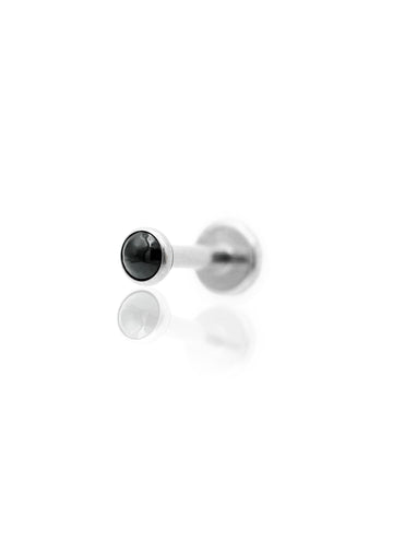 Kolczyk do ucha "1 stone black" - tytanowy labret z czarnym onyksem